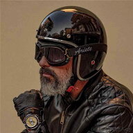 バイク用ゴーグル レトロ ヴィンテージ 革 レザー ハーレー パイロットスタイル ツーリング 通勤 ブラッ…