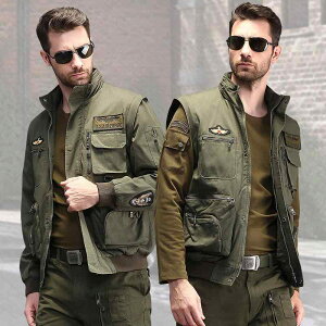 ジャケット メンズ 春秋 アウトドア ワーク フライト ミリタリー カジュアルアウター 綿 コットン 多ポケット マルチポケット スタンドカラー ジップアップ ゆったり ルーズフィット ウォッ