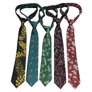 ネクタイ レディース 女性用 レトロ ヴィンテージ キャラクター アニメ柄 小花柄 フローラル ポリエステル 調 ナロータイ スリムタイ 学生 スクール グリーン 緑 個性的 アクセント