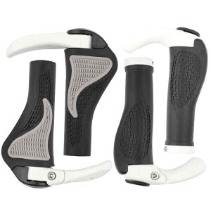 自転車ハンドルグリップ マウンテンバイク用 ロックオン式 アルミ合金製 バーエンド 人間工学設計 滑り止め 快適 軽量 汎用