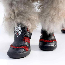 ドッグシューズ 小型犬用 ペット用 犬の靴 防水 レインブーツ 雨の日 散歩 脱げにくい 滑り止め ゴム製 通気性 オールシーズン 4個セット ブーツタイプ 多色展開