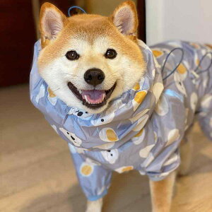 犬用 中型犬 柴犬 レインコート 雨具 四足 つなぎ 全身カバー 防水 防寒 かわいい おしゃれ 冬用 ストロベリー柄 くま柄 迷彩柄 散歩 アウトドアウェア