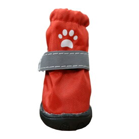 犬用シューズ 小型犬用 レインブーツ 夜間反射 光る 滑り止め 防水 脱げにくい 肉球保護 丈夫 耐久性 雨の日 散歩 レッド ブルー ブラック ピンク