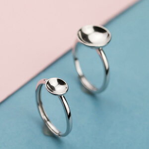 指輪 レディース S925 スターリングシルバー 銀製 パール 丸玉用 空枠 台座 DIY ハンドメイド 接 シンプル ミニマル サイズ調整