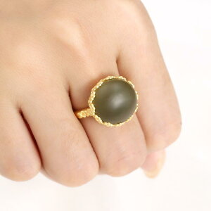 リング レディース S925銀 スターリングシルバー 空枠 台座 デイジー 小花モチーフ 古法金仕上げ サンドゴールドカラー 石 ルース用 ハンドメイド