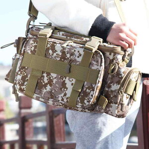 釣りバッグ 大型 多機能 ウエストバッグ ショルダーバッグ クロスボディバッグ 3層構造 大容量 ルアー収納 釣具入れ フィッシング アウトドア レジャー ブラック 迷彩柄