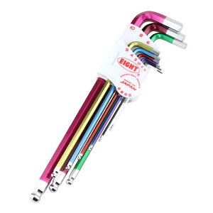 六角レンチ EIGHT エイト ロング 六角棒レンチ ボールポイント ストレートエンド ヘックスキーセット TLS-9 高耐久 SNCMV鋼 ミリサイズ 工具 DIY メンテナンス 組立作業