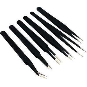 ピンセット ステンレス製 静電気防止 精密 極細作業用 スマホ修理 電子機器修理 ストレート カーブ ラウンド 競技 ツールセット