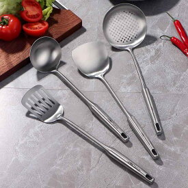 キッチンツール 304ステンレス製 フライ返し お玉 しゃもじ 穴あきお玉 ターナー クッキング用品セット 一体型 ノンスティック 家庭用 普段使い