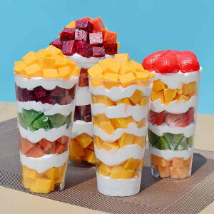 食品サンプル デザートドリンク フルーツ ミルクレープ カップ アイスクリーム マンゴー フルーツティー リアル 精巧 PVC製 店舗ディスプレイ メニュー見本 カフェ 飲食店