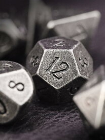 ダイス メタル 多面体 数字 7個セット テーブルトークRPG ボードゲーム D&amp;D ダンジョンズ＆ドラゴンズ アンティークシルバー 古銀 ロールメッキ 丸角 サイコロ