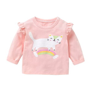 Tシャツ 女の子 赤ちゃん 長袖 春秋 綿混 吸汗速乾 ラウンドネック カジュアル キャラクター柄 幼児 子供服 トップス インナー