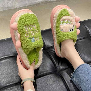 ルームシューズ レディース 秋冬 かかと 室内 滑り止め 厚底 暖かい ふわふわ キャラクター 恐竜 モコモコ 普段使い おうち時間 かわいい 防寒