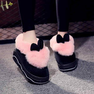 ルームシューズ レディース 秋冬 冬用 厚底 ハイヒール 滑り止め かかとあり フェイクファー ふわふわ もこもこ 暖かい かわいい 室内履き スリッパ