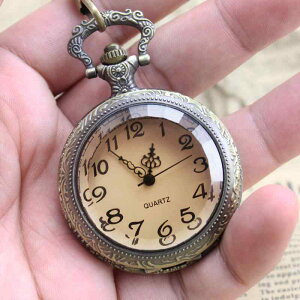 懐中時計 レトロ クラシック シニア 学生用 フタ 茶 丸形 大型文字盤 見やすい大きな数字 試験 実用 普段使い 電子式 アナログ表示 生活防水 合金製