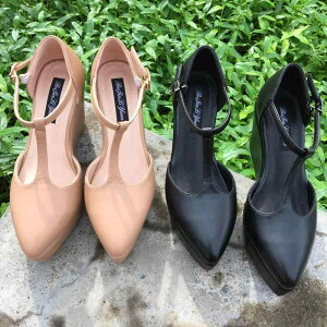 サンダル レディース T字ストラップ ハイヒール 太ヒール チャンキーヒール 厚底 ポインテッドトゥ クローズドトゥ サイドオープン 革 春夏 普段使い デイリー 通勤 オフィス 黒 カーキ