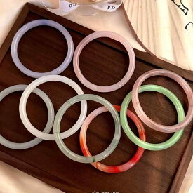 バングル クリア おしゃれ 透明 アクセサリー ガラス ラウンド ブレスレット レディース 涼しげ 夏 シンプル 太め 誕生日 ギフト グレー 紫 緑