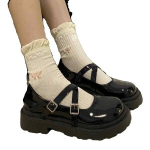 シューズ 女の子 黒 エナメル マジックベルト 厚底 レトロ ヴィンテージ風 プリンセス 英国風 メリージェーン キッズ