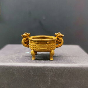線香たて 銅 真鍮 レトロ チャイナ風 小さめ 工芸品 装飾 飾り 置き物 オブジェ インテリア 卓上 香炉 家庭用 茶道用 四本足 蓋なし ブロンズカラー