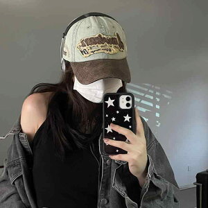 キャップ レディース おしゃれ アメリカン レトロ 春夏 秋 通気性 普段使い 個性的 ストリート メンズ 小さめ 黒 ウォッシュド つば広 カジュアル