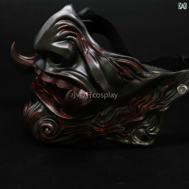 般若 お面 和風 怖い ハーフマスク 鬼 樹脂 半面具 可能 置物 ハロウィン 節分 コスプレ 仮装 パフォーマンス 舞台 撮影 装飾品 小道具 ディスプレイ 個性的 かっこいい 黒 赤 グレー