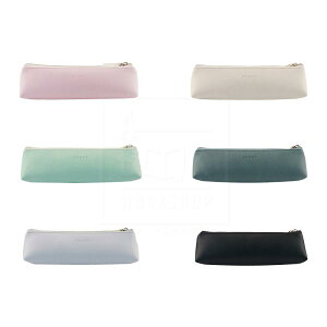 ペンケース 革 レザー PU 大人 レディース メンズ ジッパー 筆箱 鉛筆入れ 収納ポーチ ビジネス オフィス 三角形 英文字ロゴ ピンク ベージュ 青