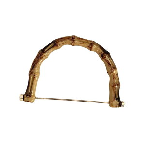 手芸 バッグ 持ち手 バンブー モチーフ 樹脂製 ハンドル D字型 金属バー付き DIY材料 アクセサリー 編み ラタン 手提げ レトロ 光沢 ペア