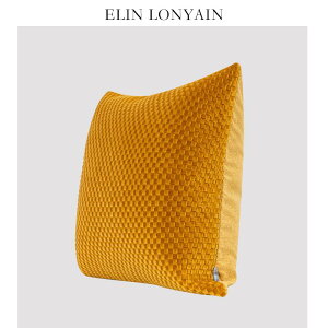 クッション おしゃれ チャイナ風 柔らかい モダン ラグジュアリー 黄色 スエード 織り 枕 ルーム 四角 シンプル カジュアル ソファ リビング カバー