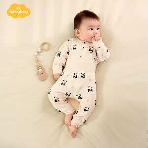 肌着 新生児 ベビー 赤ちゃん 男の子 女の子 上下セット インナー 春秋 ラウンドネック ボタン 長袖 ロングパンツ 腹巻 かわいい パンダ
