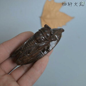 置物 木製 オブジェ 中国風 木彫り 工芸品 縁起物 吊り下げ飾り 壁掛け 装飾 リビング 寝室 玄関 インテリア 雑貨 小物 個性的 茶 蝉 ひょうたん