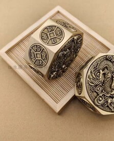 真鍮 置物 インテリア オブジェ 家庭用 玄関 リビング 卓上 風水 お守り 縁起物 ハンドスピナー 回転 ストレス解消 ギフト 中国 八面体 干支 五帝銭 百福