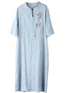 チャイナ風 ワンピース レディース パンツ セットアップ 座禅 瞑想 茶道 服 レトロ 花柄 刺繍 スタンドカラー シンプル 上品 おしゃれ 白 青 赤