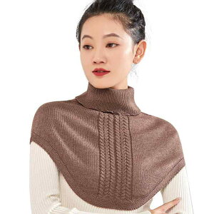 ネックウォーマー レディース 肩当て フェイクカラー 秋冬 ニット ケーブル編み タートルネック 厚手 暖かい ソフト 寝冷え予防 保温 おしゃれ 赤 黒 キャメル