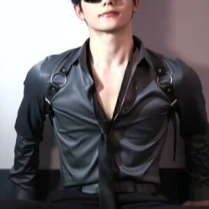 シャツ メンズ 長袖 ノーアイロン スリムフィット ネクタイ アームバンド サスペンダー 4点セット おしゃれ コスプレ 衣装 グレー 大きいサイズ