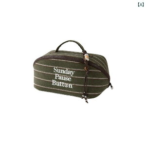 ポーチ 小物入れ おしゃれ レディース 仕切り ジッパー ビーズ 装飾 収納 メイク 化粧品 バッグ お出かけ 旅行 携帯 持ち運び ポータブル 防水 女性 英字 チェック柄 ストライプ 黄色 緑 青