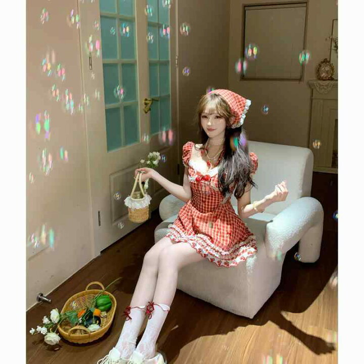 楽天市場】ワンピース レディース 夏 レッド ホワイト チェック柄  