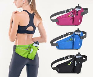ランニングポーチ メンズ レディース ウエストバッグ ファニーパック 軽量 通気性 防水 携帯 水筒 小物 収納 ボトルホルダー フィットネス ウォーキング ジョギング サイクリング アウトド