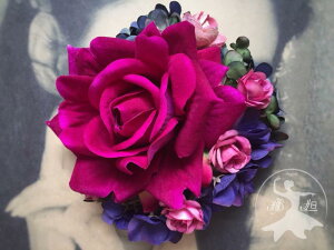 フラメンコ コサージュ ラテンダンス バレエ ベルベット バラ 花 大きめ 装飾 ヘアアクセサリー 大人 レディース 上品 エレガント レトロ おしゃれ