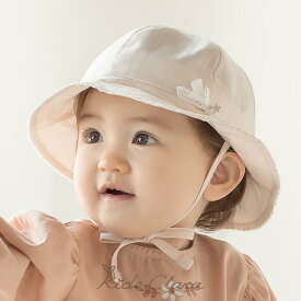 ベビー 帽子 夏 女の子 韓国 ハット あご紐 リボン つば広 日よけ お出かけ 旅行 保育園 プリンセス かわいい シンプル ピンク ギフト 出産祝い 誕生日