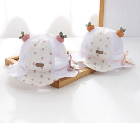 ベビー 帽子 夏 女の子 男の子 バケットハット メッシュ あご紐 つば広 薄手 ソフト 吸湿 通気 紫外線対策 レジャー お出かけ かわいい 柿 オレンジ ピンク 紫 ギフト 出産祝い 誕生日