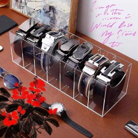 ネクタイ 収納ケース ベルト メンズ アクリル 仕切り 取り出しやすい 家庭 店舗 卓上 ディスプレイ ボックス コレクション 整理 シンプル 無地 透明