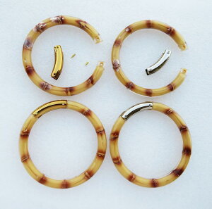 バンブー 持ち手 バッグ モチーフ アンティーク調 ハンドル 丸型 サークル プラスチック 金属 取り外し 竹 光沢 手作り DIY パーツ 無地 ゴールド シルバー