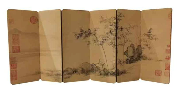 楽天市場】インテリア 置物 小さい 屏風 中国風 山水 竹石 風景 絵画 