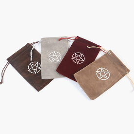 タロットカード ポーチ バッグ 袋 布 厚手 柔らかい 巾着 アクセサリー 小物入れ 小さめ 星 スエード シンプル 黒 茶 赤 縦長