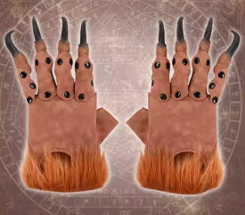 コスプレ 指開き 爪 手袋 クローグローブ ふわふわ ドラゴン 狼男 ハロウィン パフォーマンス 舞台 仮装 撮影 小道具 小物 アクセサリー 個性的 かっこいい 茶 グレー