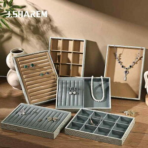 ジュエリートレイ 収納 チャイナ風 ケース 整理 ディスプレイ 仕切り ネックレス リング 鑑賞 シンプル 積み重ね ベージュ 青 刺繍 スクエア