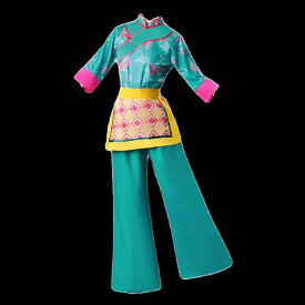 民族舞踊衣装 レディース おしゃれ 中華風 村娘風 采茶 踊り 衣装 演出 花柄 七分袖 ワイドパンツ 舞台公演