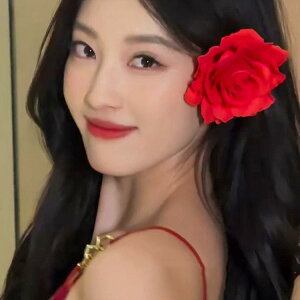 ヘアクリップ 大きめ 花 バラ レディース 布 ダッカール サイド アクセサリー ヘッドコサージュ お出かけ パーティー レトロ おしゃれ 赤