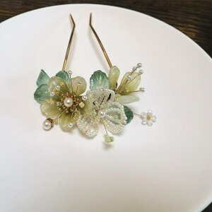 かんざし おしゃれ 簪子 レディース 細 ビーズ 花柄 中国風 漢服 チャイナ風 髪飾り グラデーション 中国風