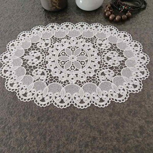 花瓶敷き おしゃれ テーブルマット ホワイト レース 刺繍 楕円形 風 韓国 くり抜き 花柄 装飾 インテリア